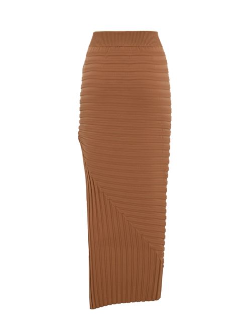 Gonna lunga in nylon tecnico terracotta Liviana Conti | F5SG27U37-1